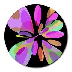 Pink Abstract Flower Round Mousepads by Valentinaart