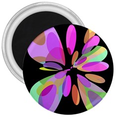 Pink Abstract Flower 3  Magnets by Valentinaart