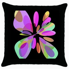 Pink Abstract Flower Throw Pillow Case (black) by Valentinaart