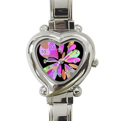 Pink Abstract Flower Heart Italian Charm Watch by Valentinaart