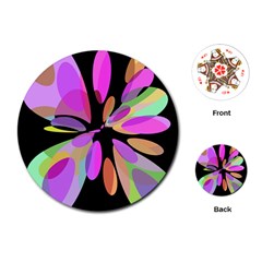 Pink Abstract Flower Playing Cards (round) 