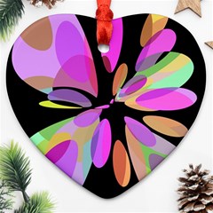 Pink Abstract Flower Heart Ornament (2 Sides) by Valentinaart