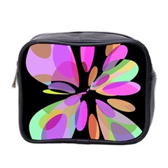 Pink Abstract Flower Mini Toiletries Bag 2-side by Valentinaart