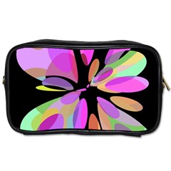 Pink Abstract Flower Toiletries Bags by Valentinaart