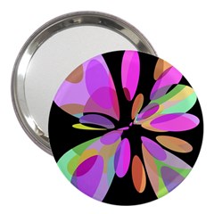 Pink Abstract Flower 3  Handbag Mirrors by Valentinaart