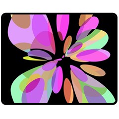 Pink Abstract Flower Double Sided Fleece Blanket (medium) 