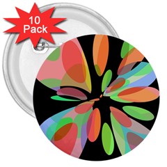 Colorful Abstract Flower 3  Buttons (10 Pack)  by Valentinaart