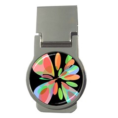 Colorful Abstract Flower Money Clips (round)  by Valentinaart