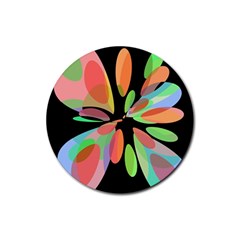 Colorful Abstract Flower Rubber Coaster (round)  by Valentinaart