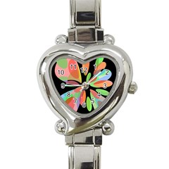 Colorful Abstract Flower Heart Italian Charm Watch by Valentinaart