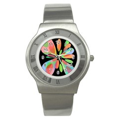 Colorful Abstract Flower Stainless Steel Watch by Valentinaart