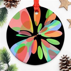 Colorful Abstract Flower Round Ornament (two Sides)  by Valentinaart