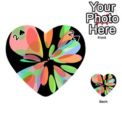 Colorful Abstract Flower Playing Cards 54 (heart)  by Valentinaart