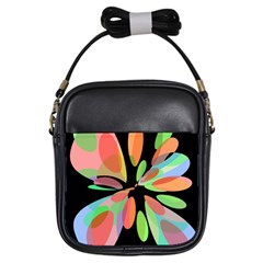 Colorful Abstract Flower Girls Sling Bags by Valentinaart