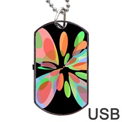 Colorful Abstract Flower Dog Tag Usb Flash (one Side)