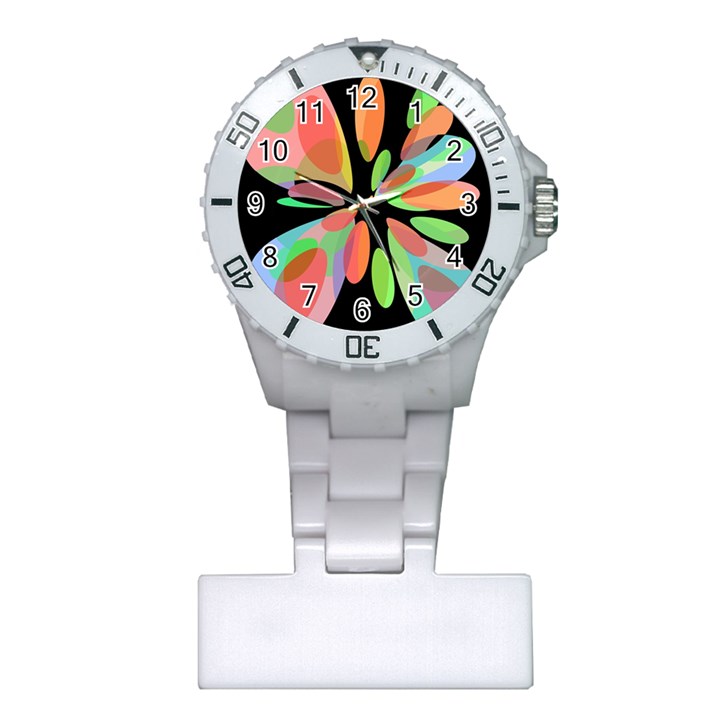 Colorful abstract flower Plastic Nurses Watch