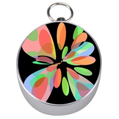 Colorful Abstract Flower Silver Compasses by Valentinaart