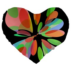 Colorful Abstract Flower Large 19  Premium Flano Heart Shape Cushions