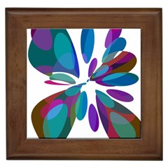 Blue Abstract Flower Framed Tiles by Valentinaart