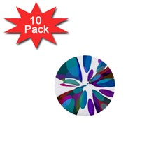 Blue Abstract Flower 1  Mini Buttons (10 Pack)  by Valentinaart