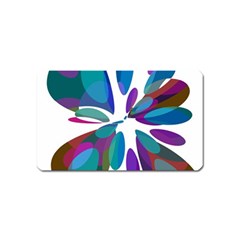 Blue Abstract Flower Magnet (name Card) by Valentinaart