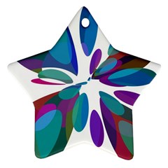 Blue Abstract Flower Star Ornament (two Sides)  by Valentinaart