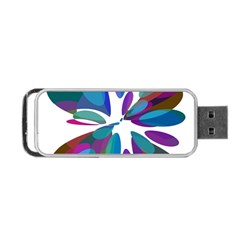 Blue Abstract Flower Portable Usb Flash (one Side)