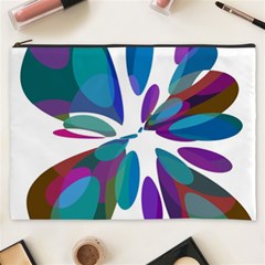 Blue Abstract Flower Cosmetic Bag (xxxl)  by Valentinaart