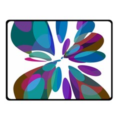 Blue Abstract Flower Double Sided Fleece Blanket (small) 