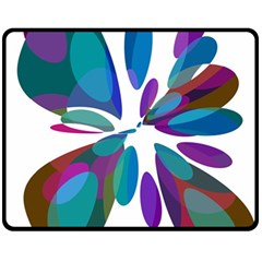 Blue Abstract Flower Double Sided Fleece Blanket (medium) 