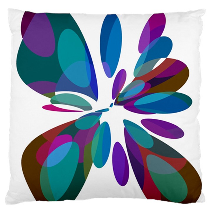 Blue abstract flower Large Flano Cushion Case (One Side)