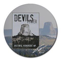 Devils Tower Plate Round Mousepads by tsartswashington