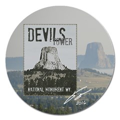 Devils Tower Plate Magnet 5  (round) by tsartswashington