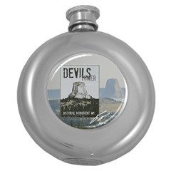 Devils Tower Plate Round Hip Flask (5 Oz) by tsartswashington