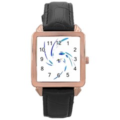 Blue Twist Rose Gold Leather Watch  by Valentinaart