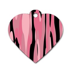 Black And Pink Camo Abstract Dog Tag Heart (two Sides) by TRENDYcouture