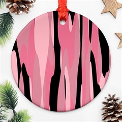 Black And Pink Camo Abstract Ornament (round)  by TRENDYcouture