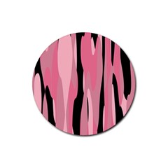 Black And Pink Camo Abstract Rubber Round Coaster (4 Pack)  by TRENDYcouture