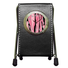 Black And Pink Camo Abstract Pen Holder Desk Clocks by TRENDYcouture