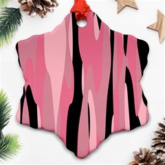 Black And Pink Camo Abstract Snowflake Ornament (2-side)