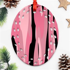 Black And Pink Camo Abstract Ornament (oval Filigree)  by TRENDYcouture