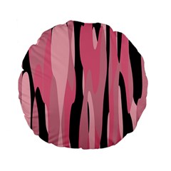 Black And Pink Camo Abstract Standard 15  Premium Flano Round Cushions by TRENDYcouture