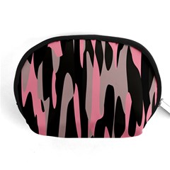 Pink And Black Camouflage Abstract Accessory Pouches (medium)  by TRENDYcouture