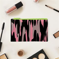 Pink And Black Camouflage Abstract Cosmetic Bag (xs)