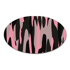 Pink And Black Camouflage Abstract 2 Oval Magnet by TRENDYcouture