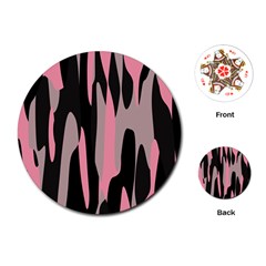 Pink And Black Camouflage Abstract 2 Playing Cards (round) 