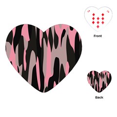 Pink And Black Camouflage Abstract 2 Playing Cards (heart) 