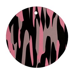 Pink And Black Camouflage Abstract 2 Round Ornament (two Sides)  by TRENDYcouture