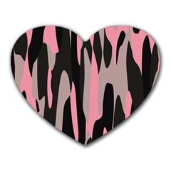 Pink And Black Camouflage Abstract 2 Heart Mousepads by TRENDYcouture