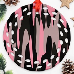 Pink And Black Camouflage Abstract 2 Ornament (round Filigree) 